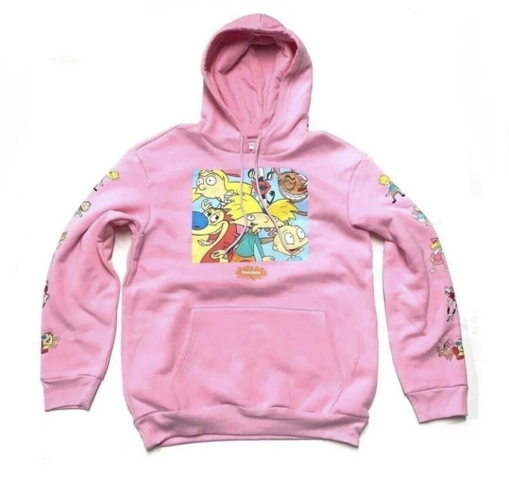 Nickelodeon Hoodie Sz XL Hey Arnold Rugrats Ren Stimpy Sweatshirt 90s Cartoons